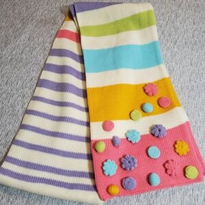 Little Miss Mismatched Pastel Pink Knit Girls Striped Colorful Scarf Funky Cute